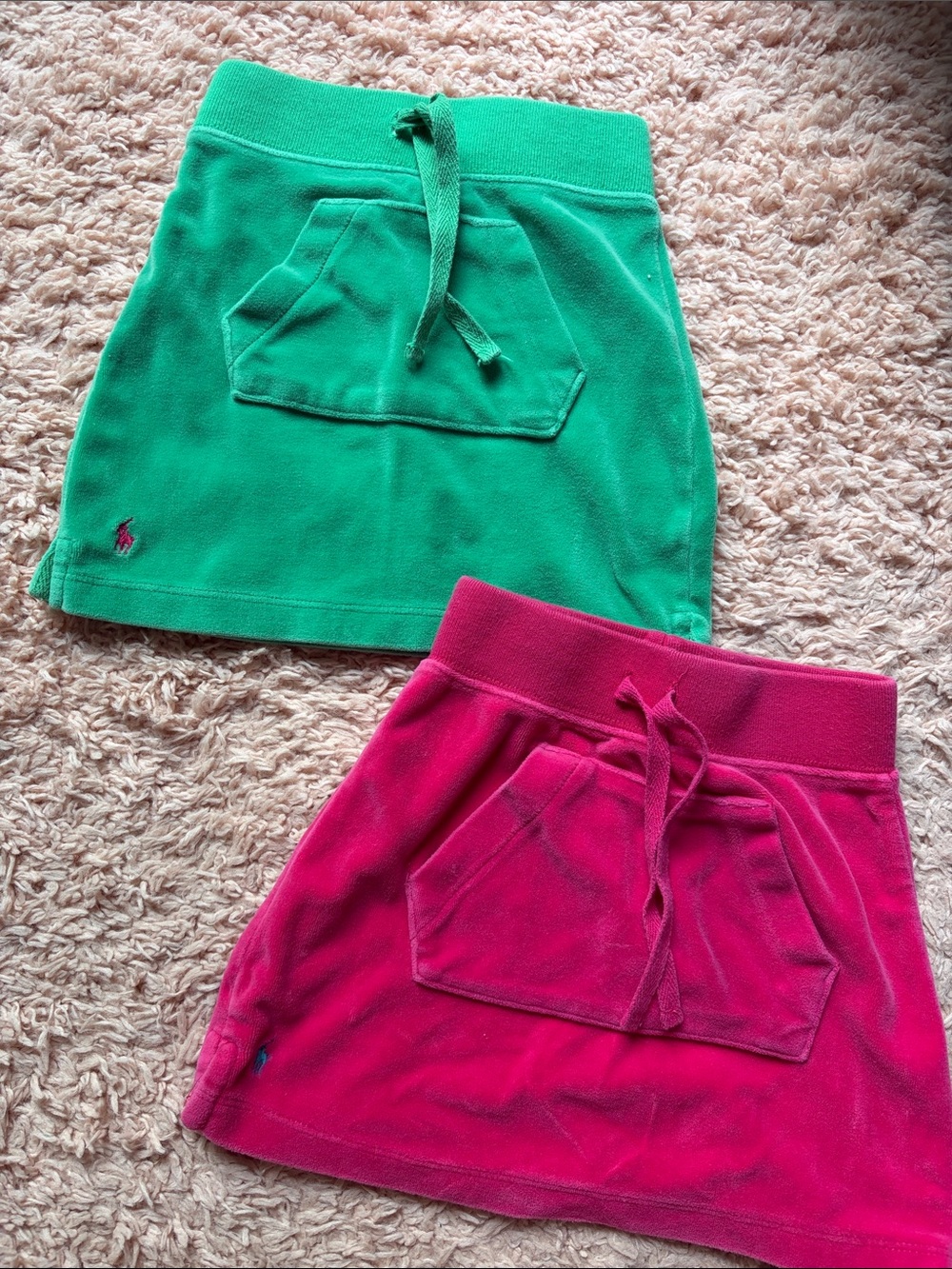 Ralph Lauren Green and Hot Pink Cotton Mini Skirt Set 3T/4T